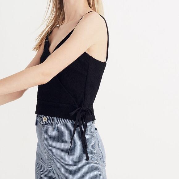 Madewell Black Cotton Blend Finale Cropped Textured Tank Top - Picture 2 of 8